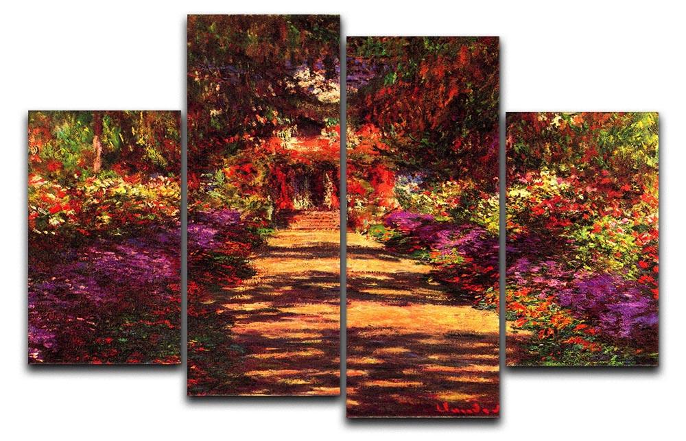 Path in Monets garden in Giverny by Monet 4 Split Panel Canvas  - Canvas Art Rocks - 1