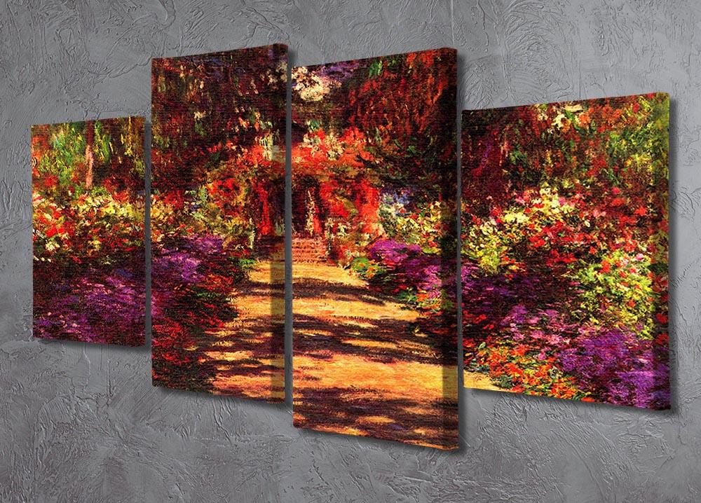 Path in Monets garden in Giverny by Monet 4 Split Panel Canvas - Canvas Art Rocks - 2