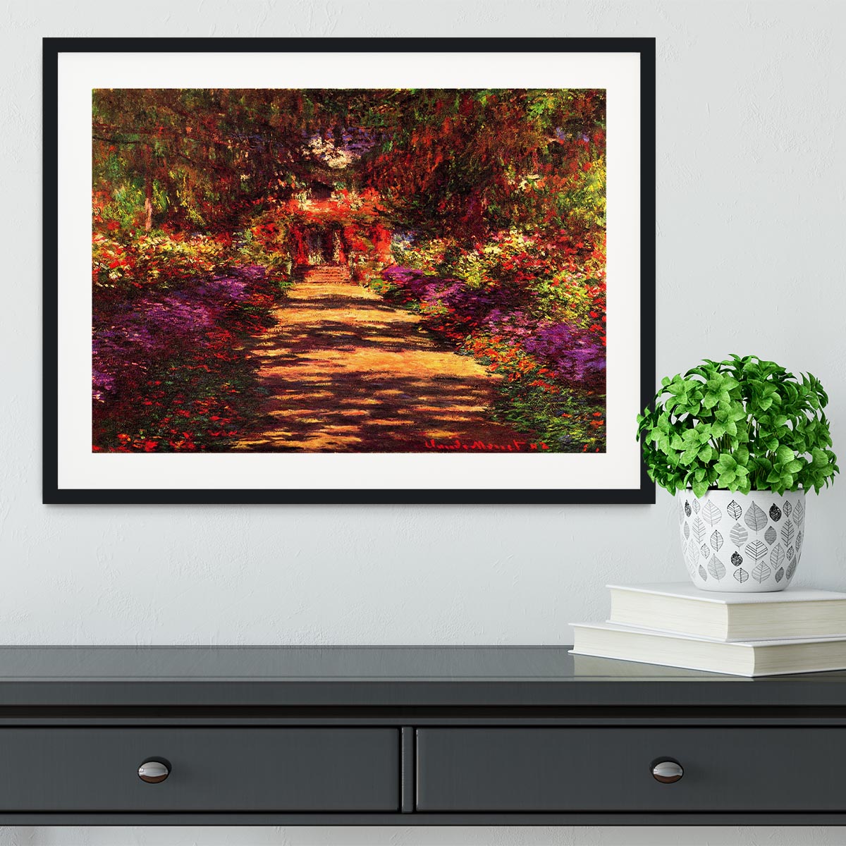 Path in Monets garden in Giverny by Monet Framed Print - Canvas Art Rocks - 1