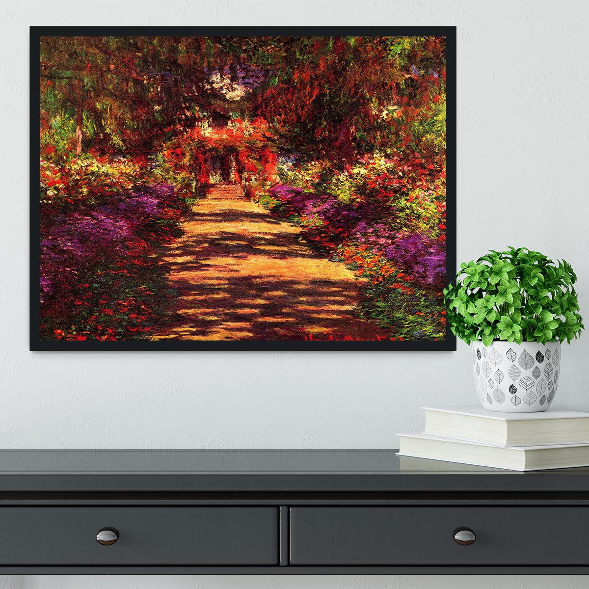 Path in Monets garden in Giverny by Monet Framed Print - Canvas Art Rocks - 2