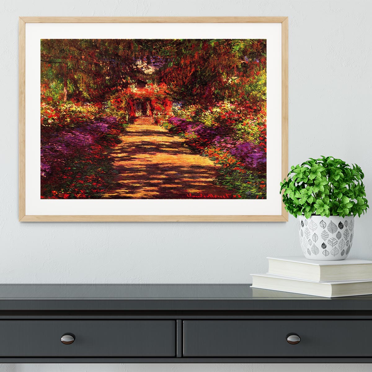 Path in Monets garden in Giverny by Monet Framed Print - Canvas Art Rocks - 3