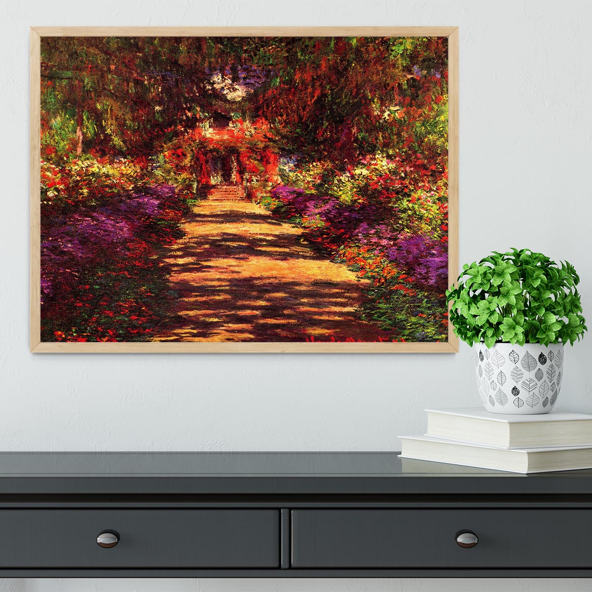 Path in Monets garden in Giverny by Monet Framed Print - Canvas Art Rocks - 4