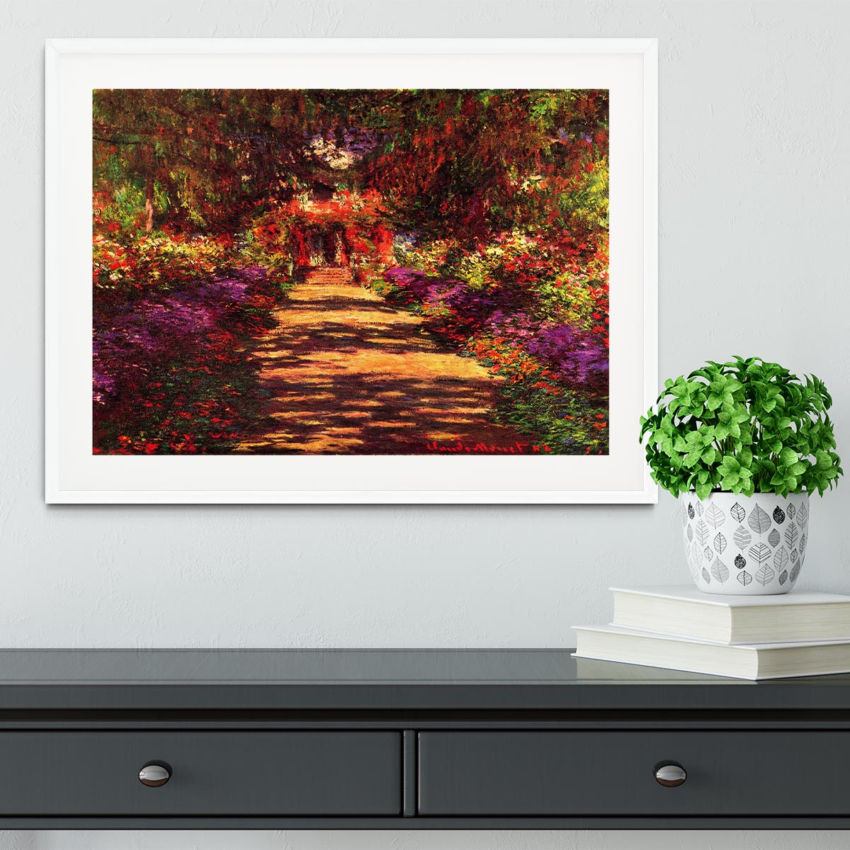 Path in Monets garden in Giverny by Monet Framed Print - Canvas Art Rocks - 5