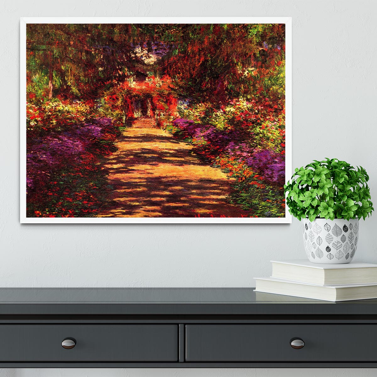 Path in Monets garden in Giverny by Monet Framed Print - Canvas Art Rocks -6