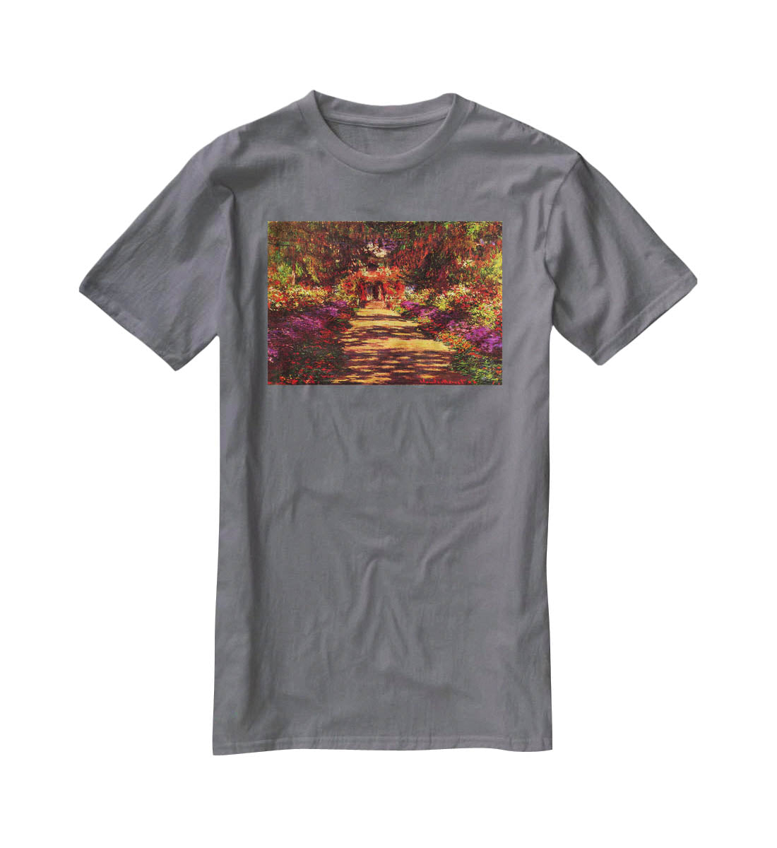 Path in Monets garden in Giverny by Monet T-Shirt - Canvas Art Rocks - 3