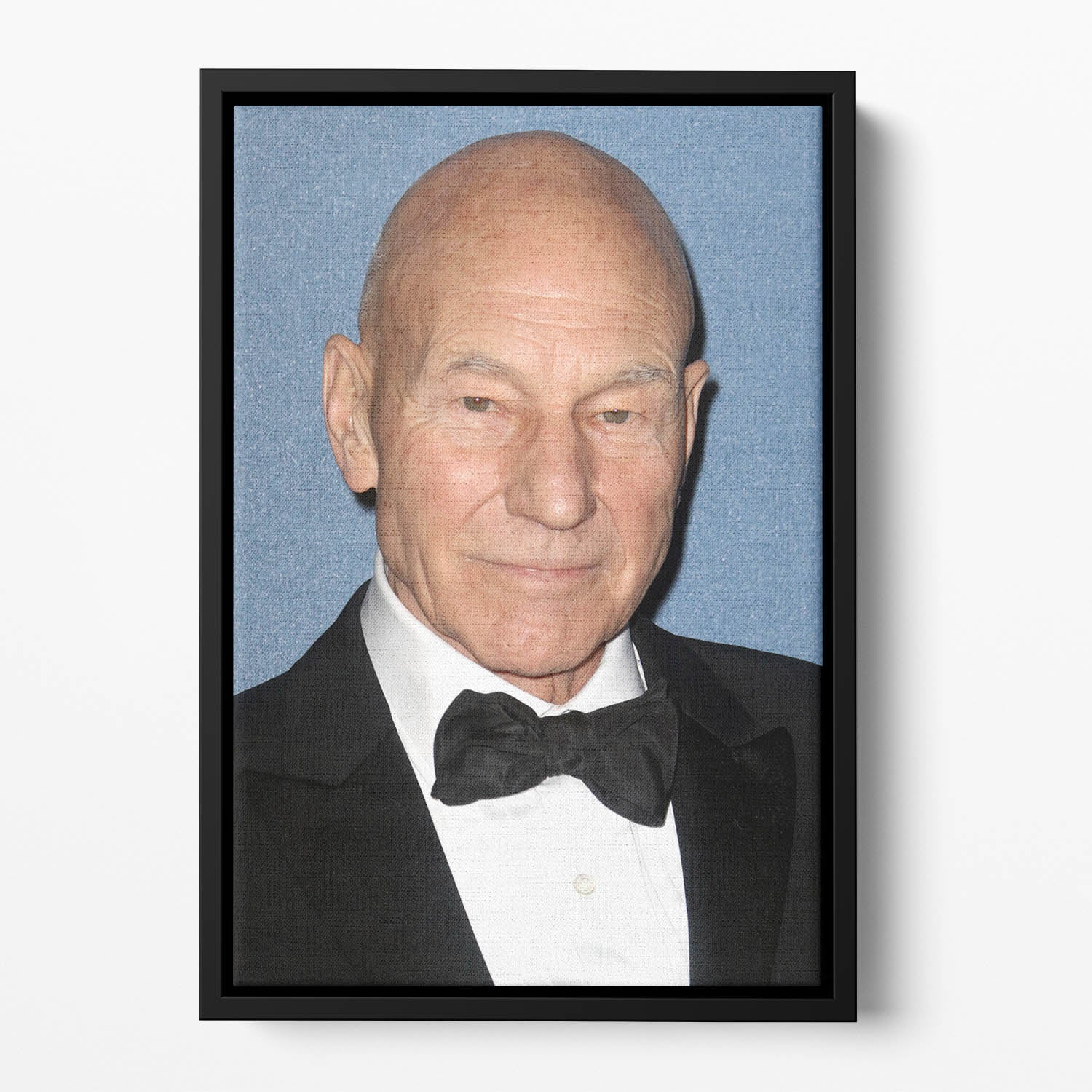 Patrick Stewart in a bow tie Floating Framed Canvas
