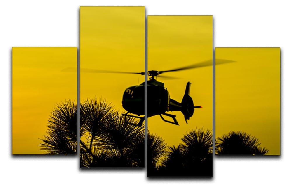 Patrol Helicopter flying in the sky 4 Split Panel Canvas  - Canvas Art Rocks - 1