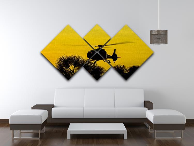 Patrol Helicopter flying in the sky 4 Square Multi Panel Canvas  - Canvas Art Rocks - 3