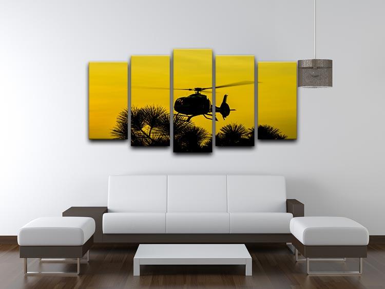Patrol Helicopter flying in the sky 5 Split Panel Canvas  - Canvas Art Rocks - 3