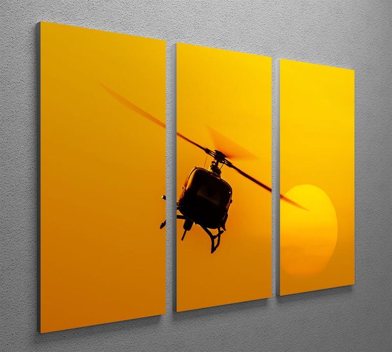 Patrol helicopter flying in sunset 3 Split Panel Canvas Print - Canvas Art Rocks - 2