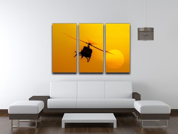 Patrol helicopter flying in sunset 3 Split Panel Canvas Print - Canvas Art Rocks - 3