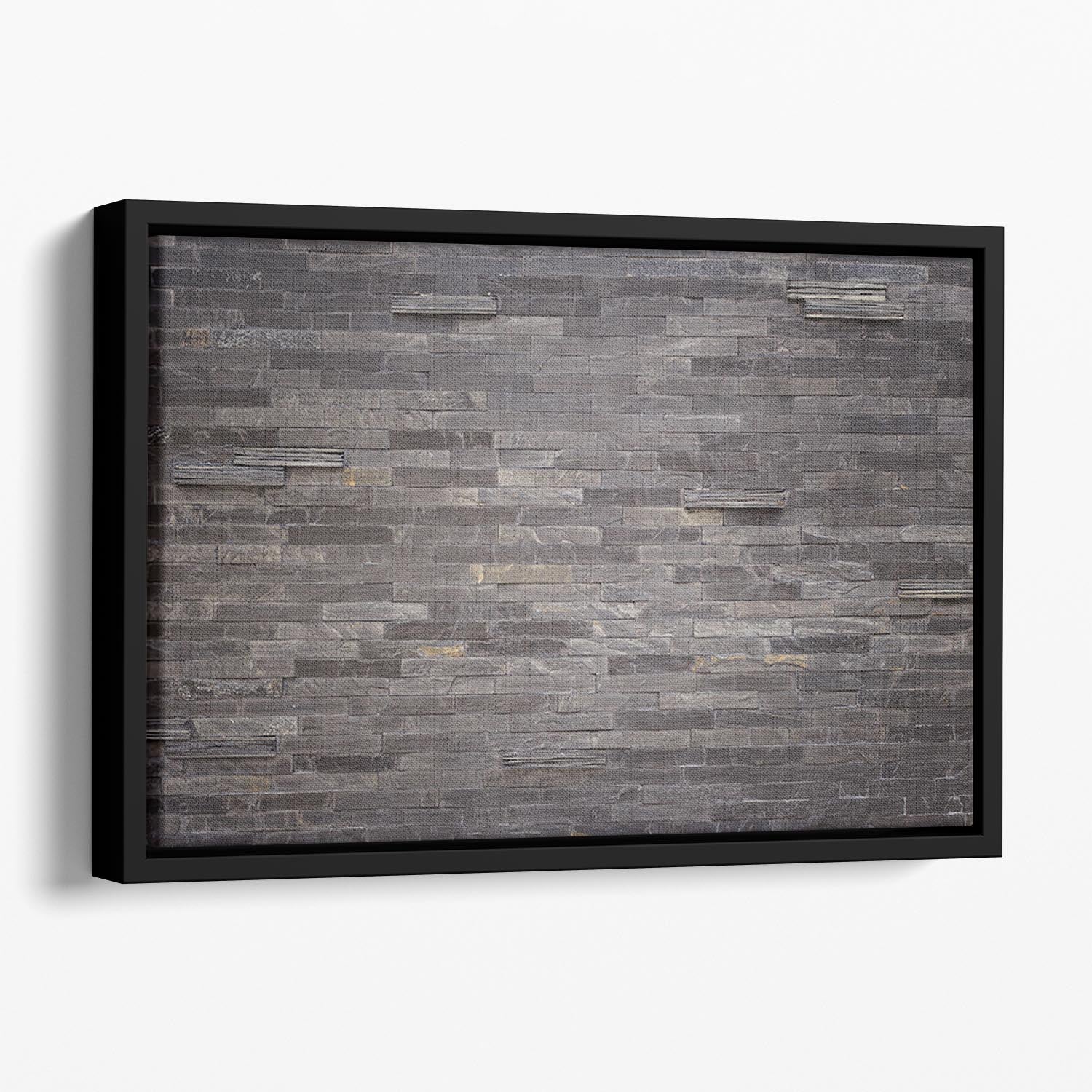 Pattern of black slate Floating Framed Canvas - Canvas Art Rocks - 1