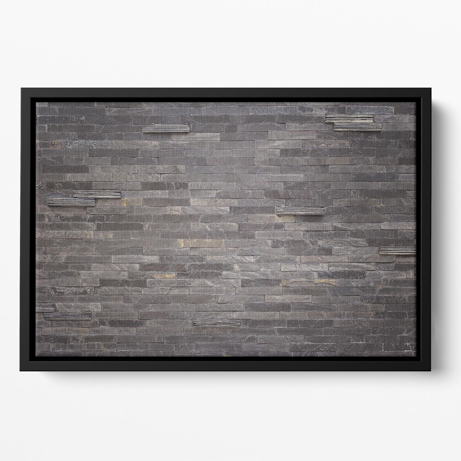 Pattern of black slate Floating Framed Canvas - Canvas Art Rocks - 2
