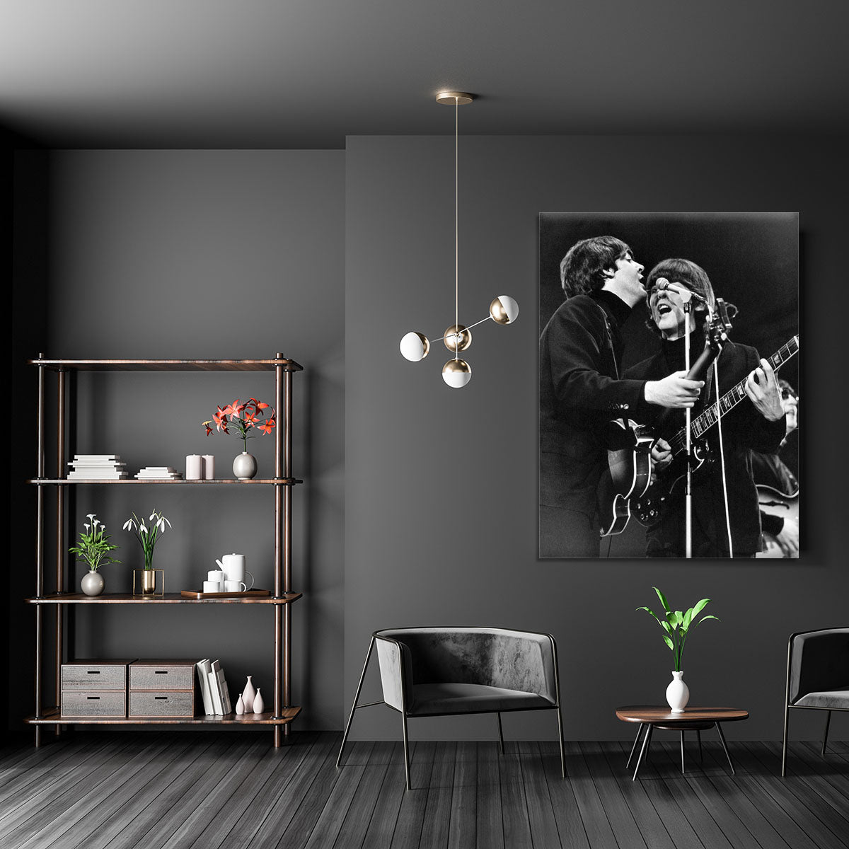 Paul McCartney and George Harrison on stage Canvas Print or Poster - Canvas Art Rocks - 5