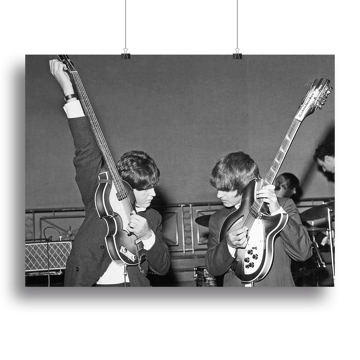 Paul McCartney and George Harrison tune their guitars Canvas Print or Poster - Canvas Art Rocks - 2