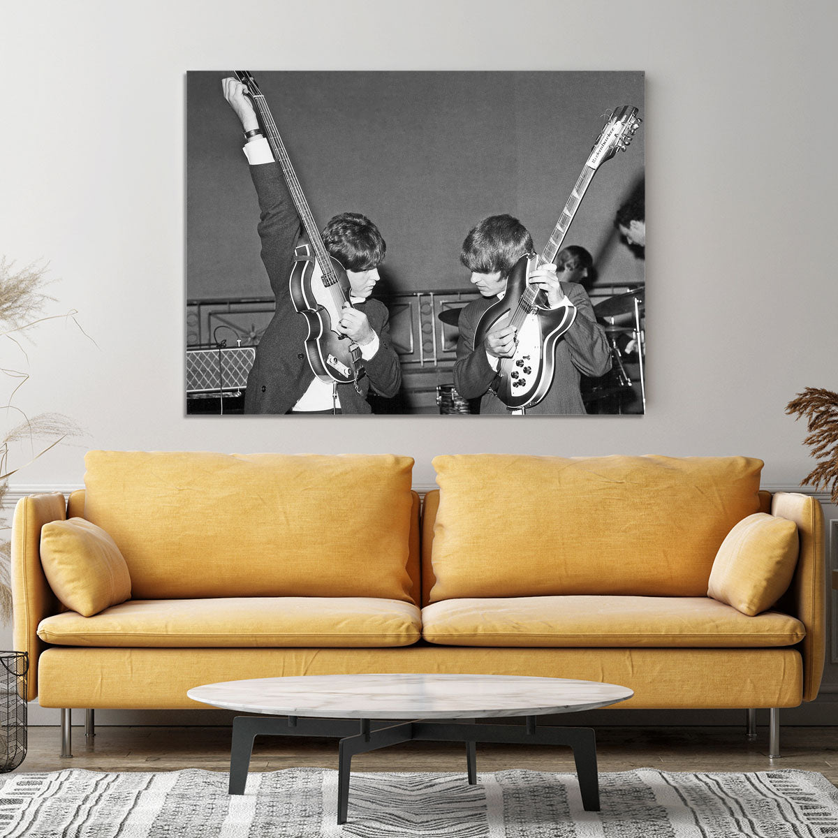 Paul McCartney and George Harrison tune their guitars Canvas Print or Poster - Canvas Art Rocks - 4