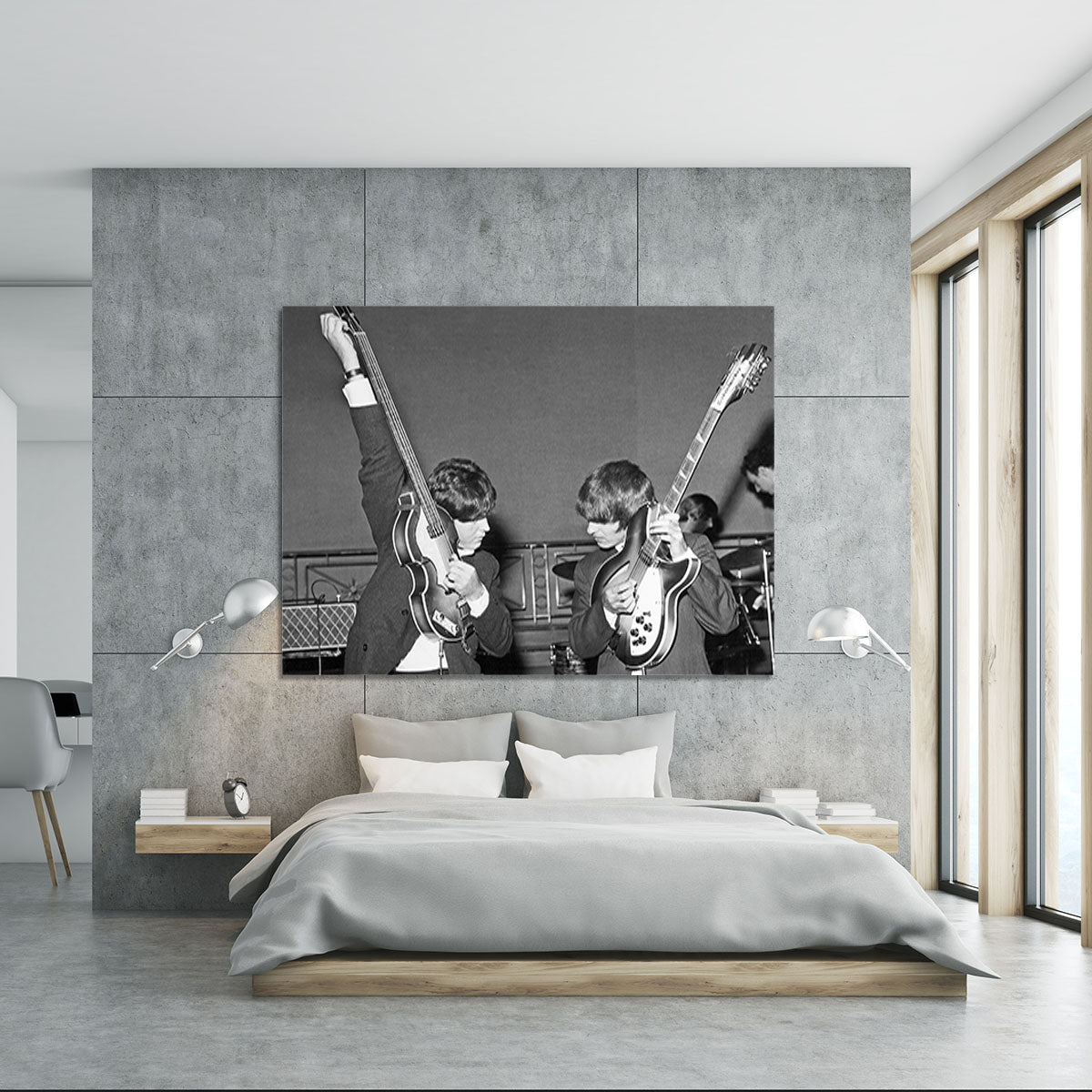 Paul McCartney and George Harrison tune their guitars Canvas Print or Poster - Canvas Art Rocks - 5