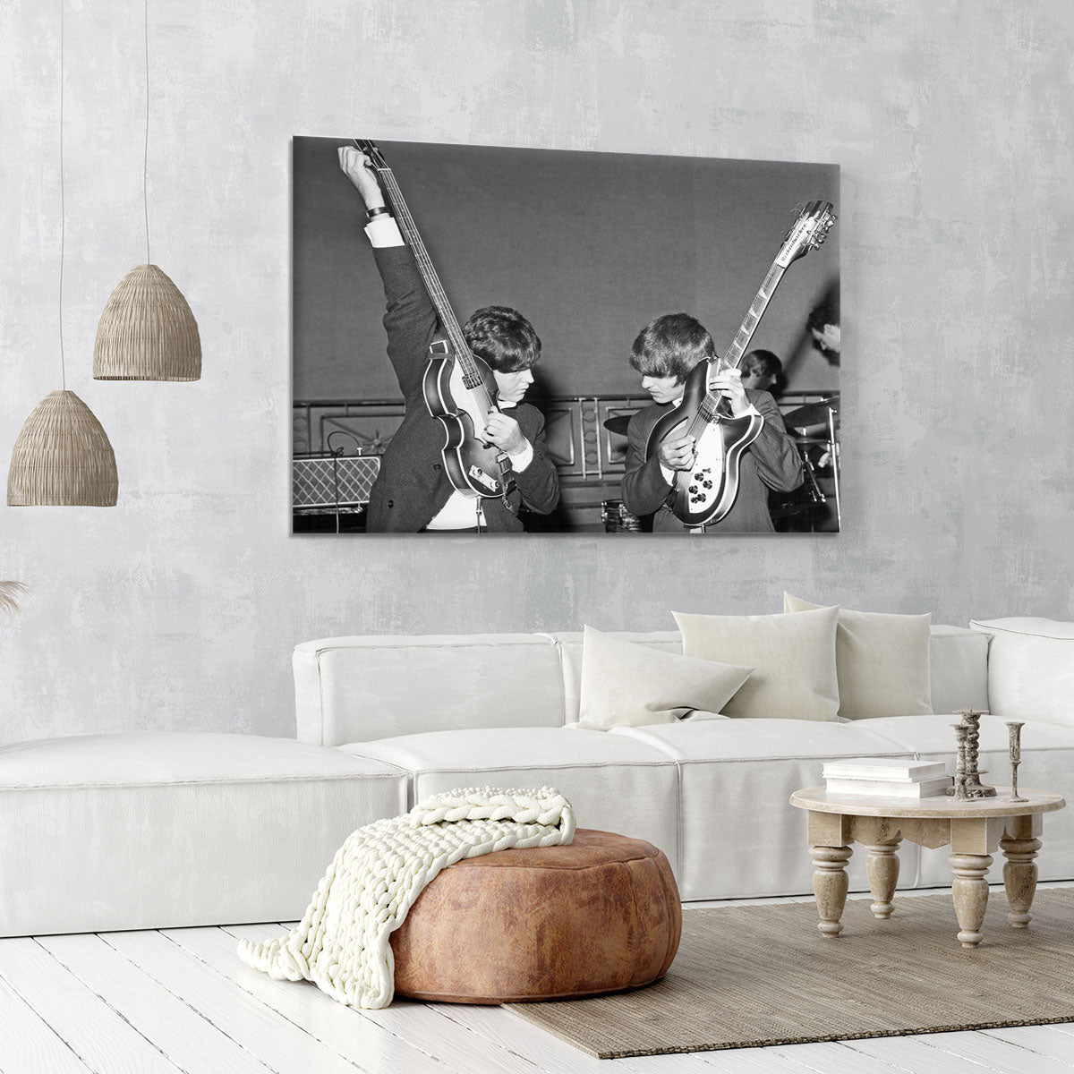 Paul McCartney and George Harrison tune their guitars Canvas Print or Poster - Canvas Art Rocks - 6