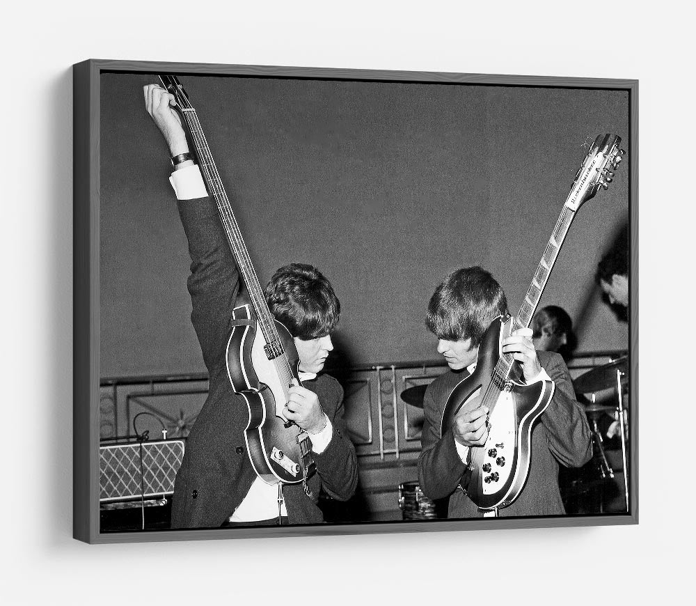 Paul McCartney and George Harrison tune their guitars HD Metal Print