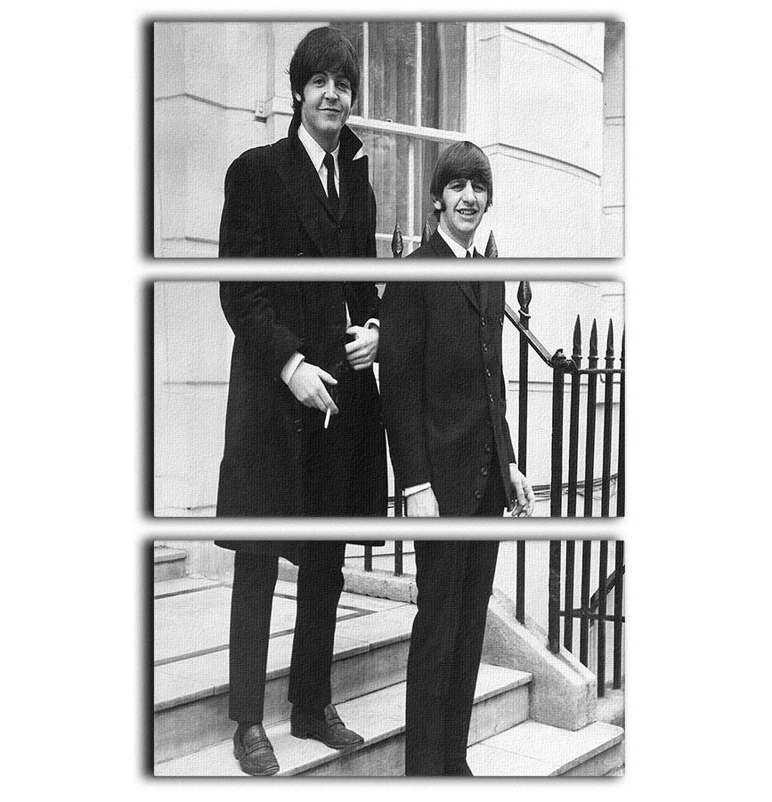 Paul McCartney and Ringo Starr going to collect their MBEs 3 Split Panel Canvas Print - Canvas Art Rocks - 1
