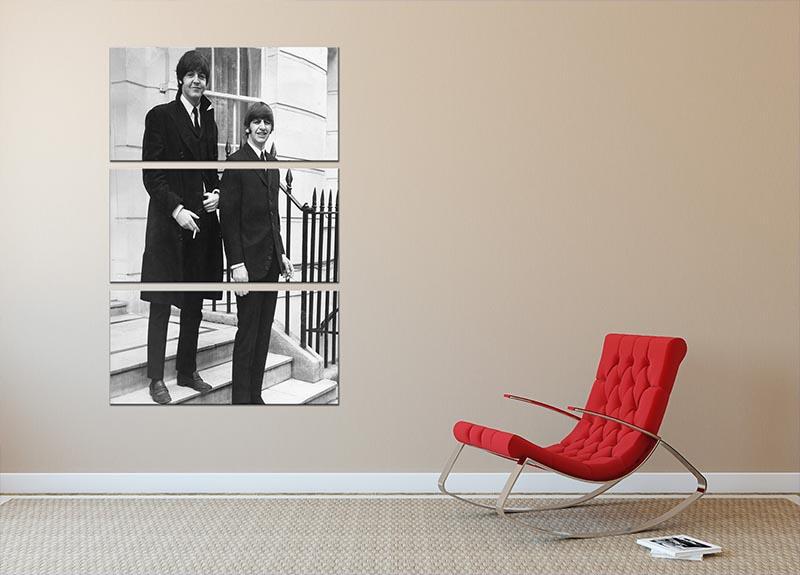 Paul McCartney and Ringo Starr going to collect their MBEs 3 Split Panel Canvas Print - Canvas Art Rocks - 2