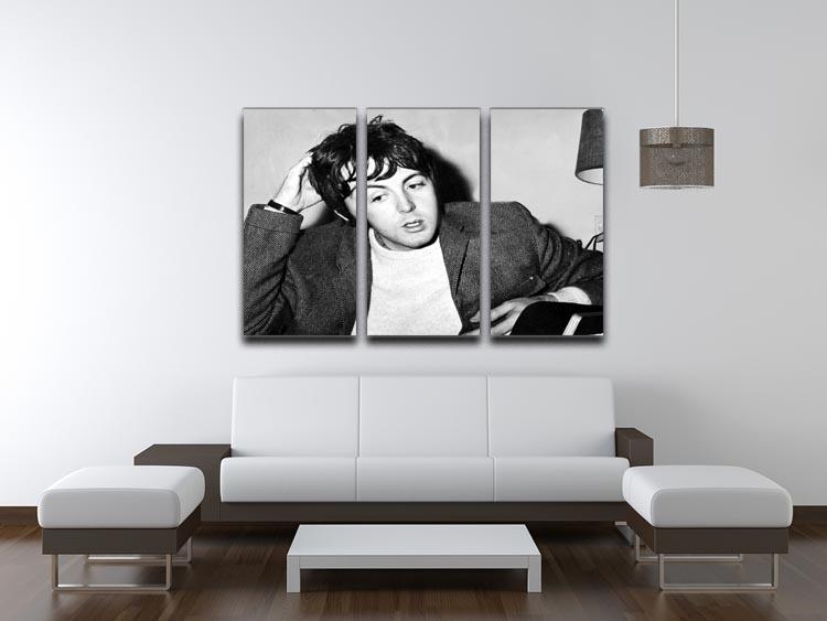 Paul McCartney being interviewed 3 Split Panel Canvas Print - Canvas Art Rocks - 3