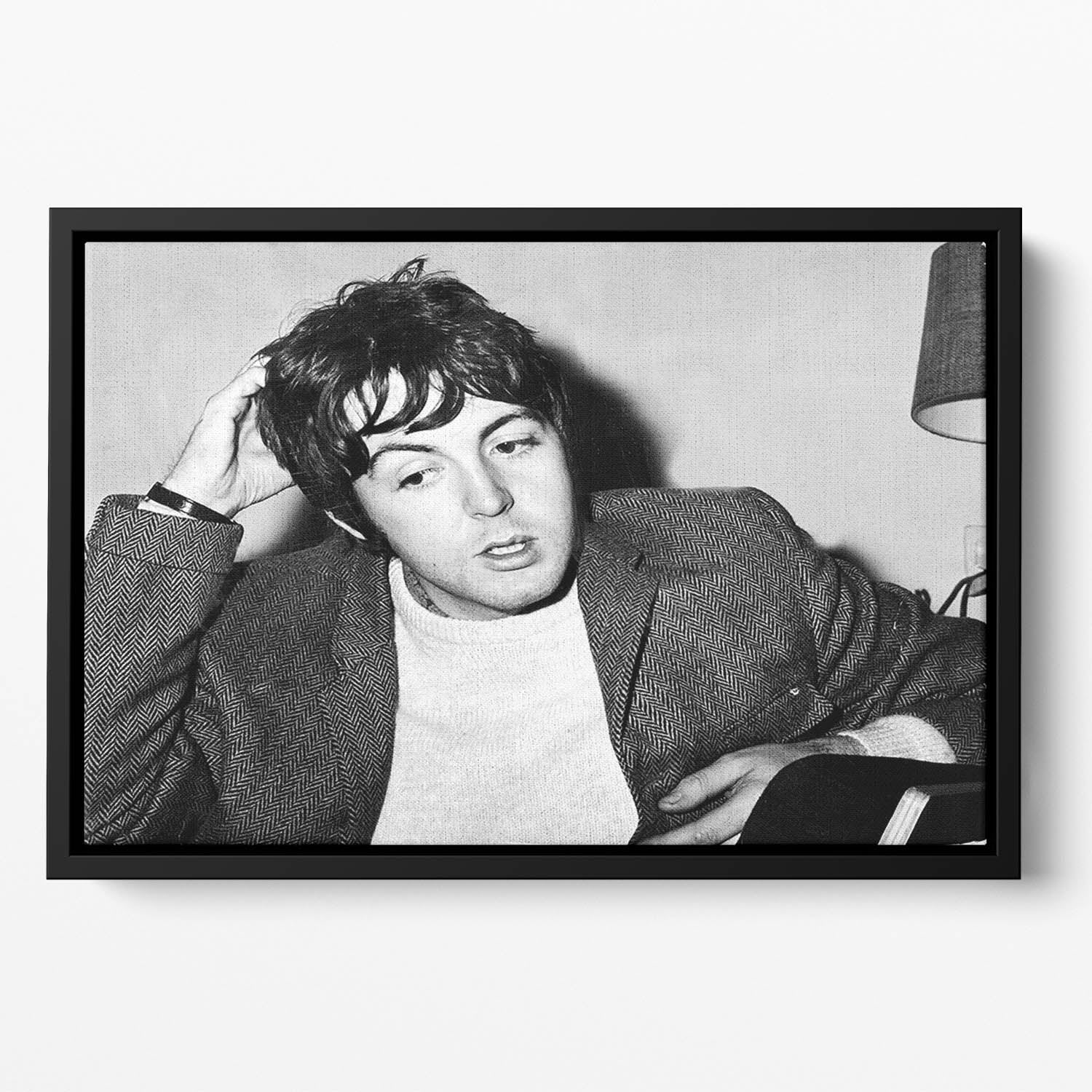 Paul McCartney being interviewed Floating Framed Canvas