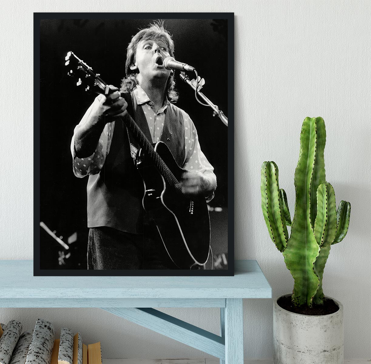 Paul McCartney on stage in 1989 Framed Print - Canvas Art Rocks - 2