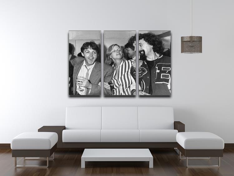 Paul and Linda McCartney with Billy Connolly 3 Split Panel Canvas Print - Canvas Art Rocks - 3