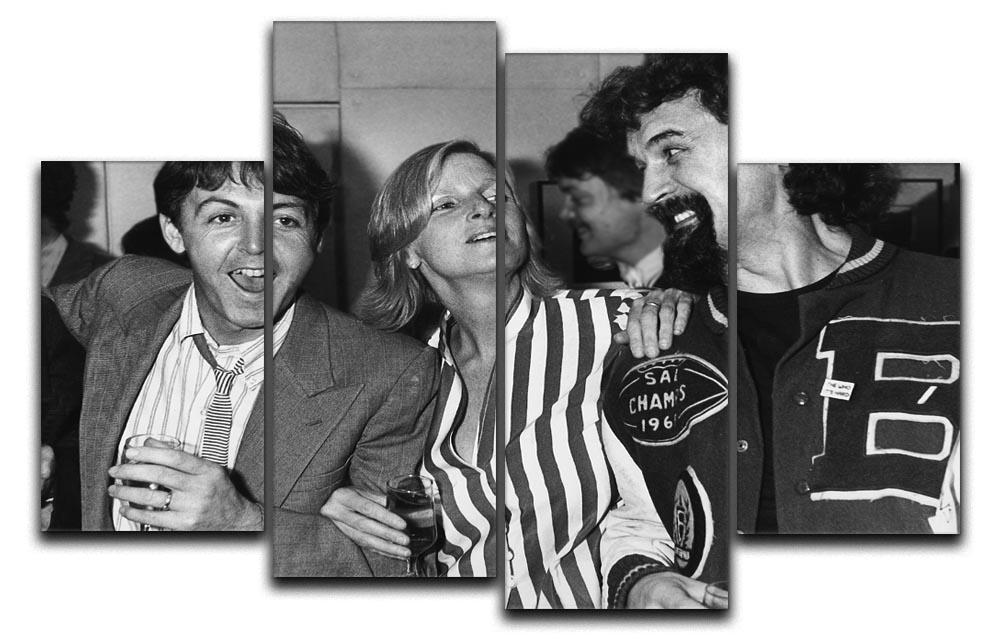 Paul and Linda McCartney with Billy Connolly 4 Split Panel Canvas  - Canvas Art Rocks - 1