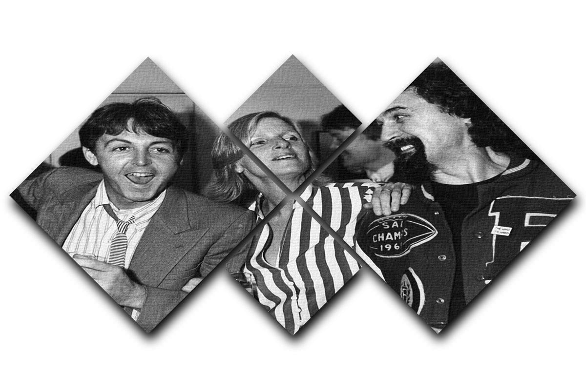 Paul and Linda McCartney with Billy Connolly 4 Square Multi Panel Canvas  - Canvas Art Rocks - 1