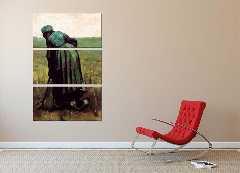 Peasant Woman Digging by Van Gogh 3 Split Panel Canvas Print - Canvas Art Rocks - 2