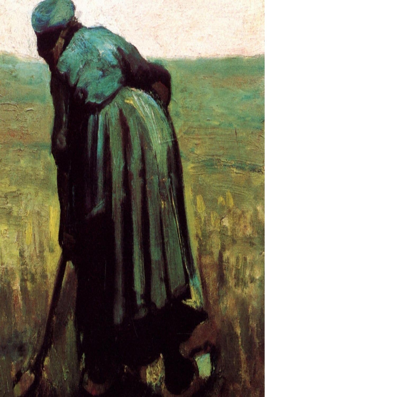 Peasant Woman Digging by Van Gogh Floating Framed Canvas
