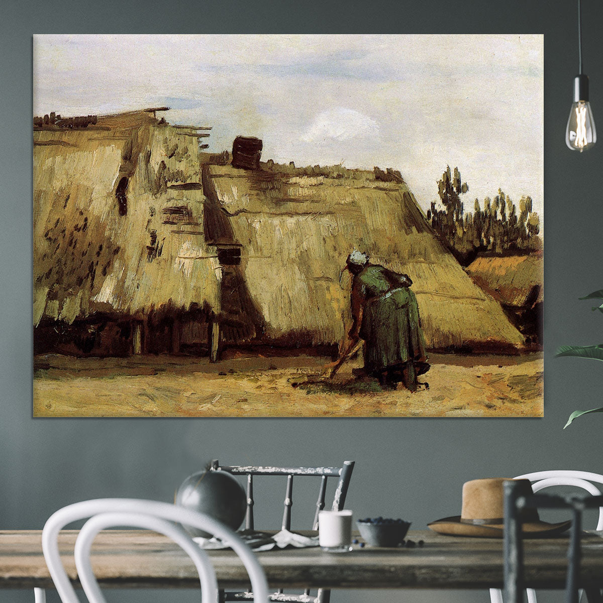 Peasant Woman Digging in Front of Her Cottage by Van Gogh Canvas Print or Poster - Canvas Art Rocks - 3