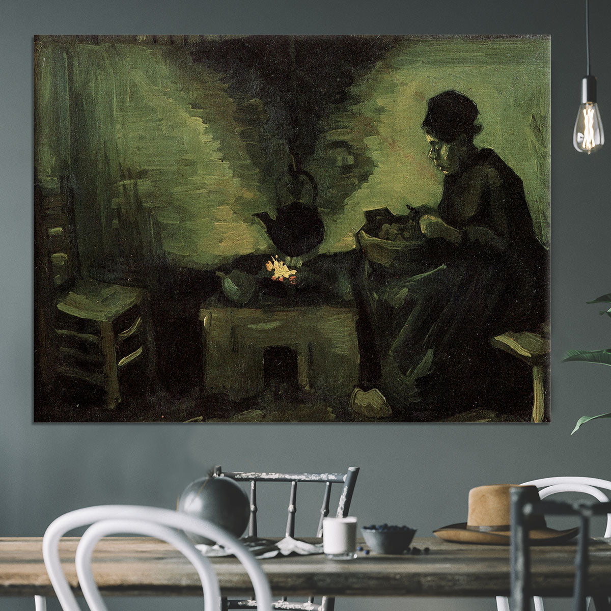 Peasant Woman by the Fireplace by Van Gogh Canvas Print or Poster - Canvas Art Rocks - 3
