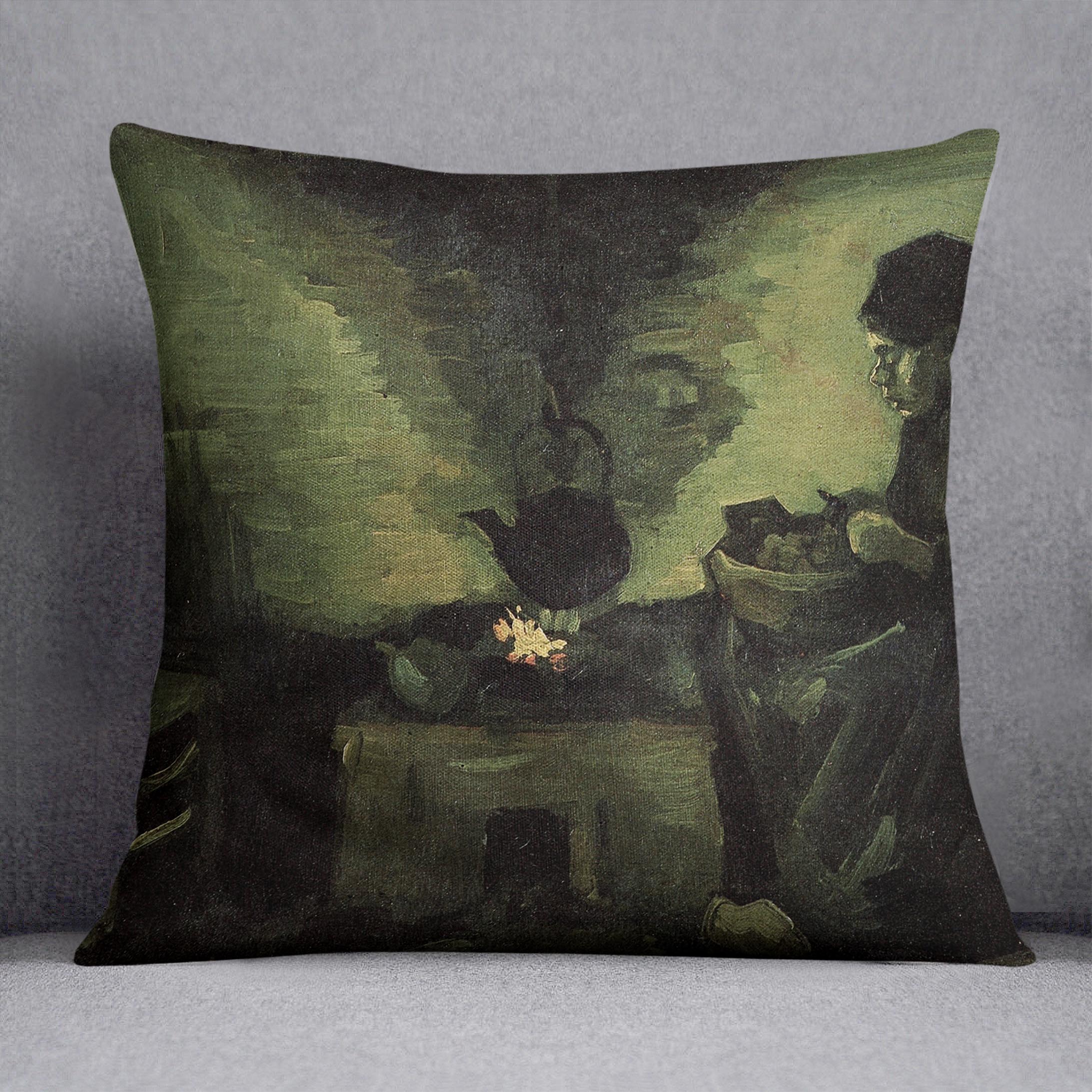 Peasant Woman by the Fireplace by Van Gogh Cushion