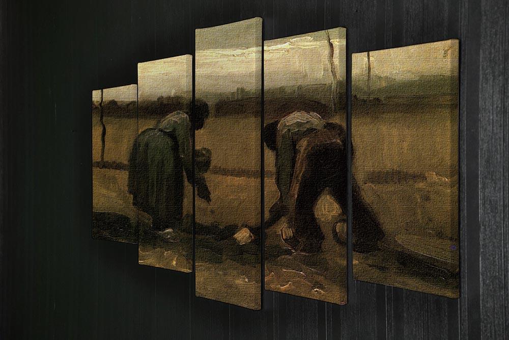 Peasant and Peasant Woman Planting Potatoes by Van Gogh 5 Split Panel Canvas - Canvas Art Rocks - 2