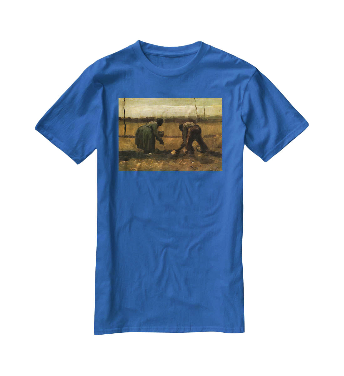 Peasant and Peasant Woman Planting Potatoes by Van Gogh T-Shirt - Canvas Art Rocks - 2