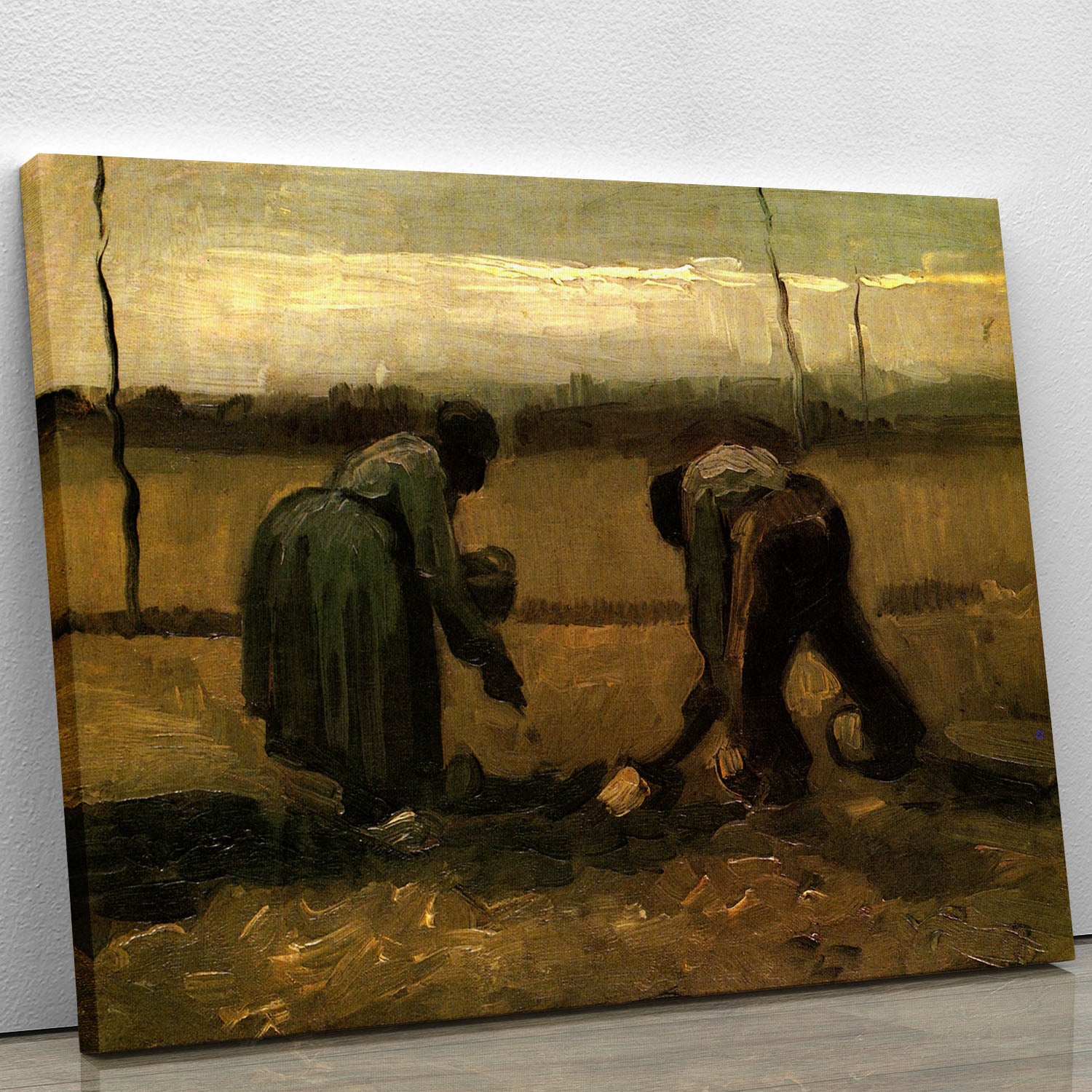 Peasant and Peasant Woman Planting Potatoes by Van Gogh Canvas Print or Poster - Canvas Art Rocks - 1