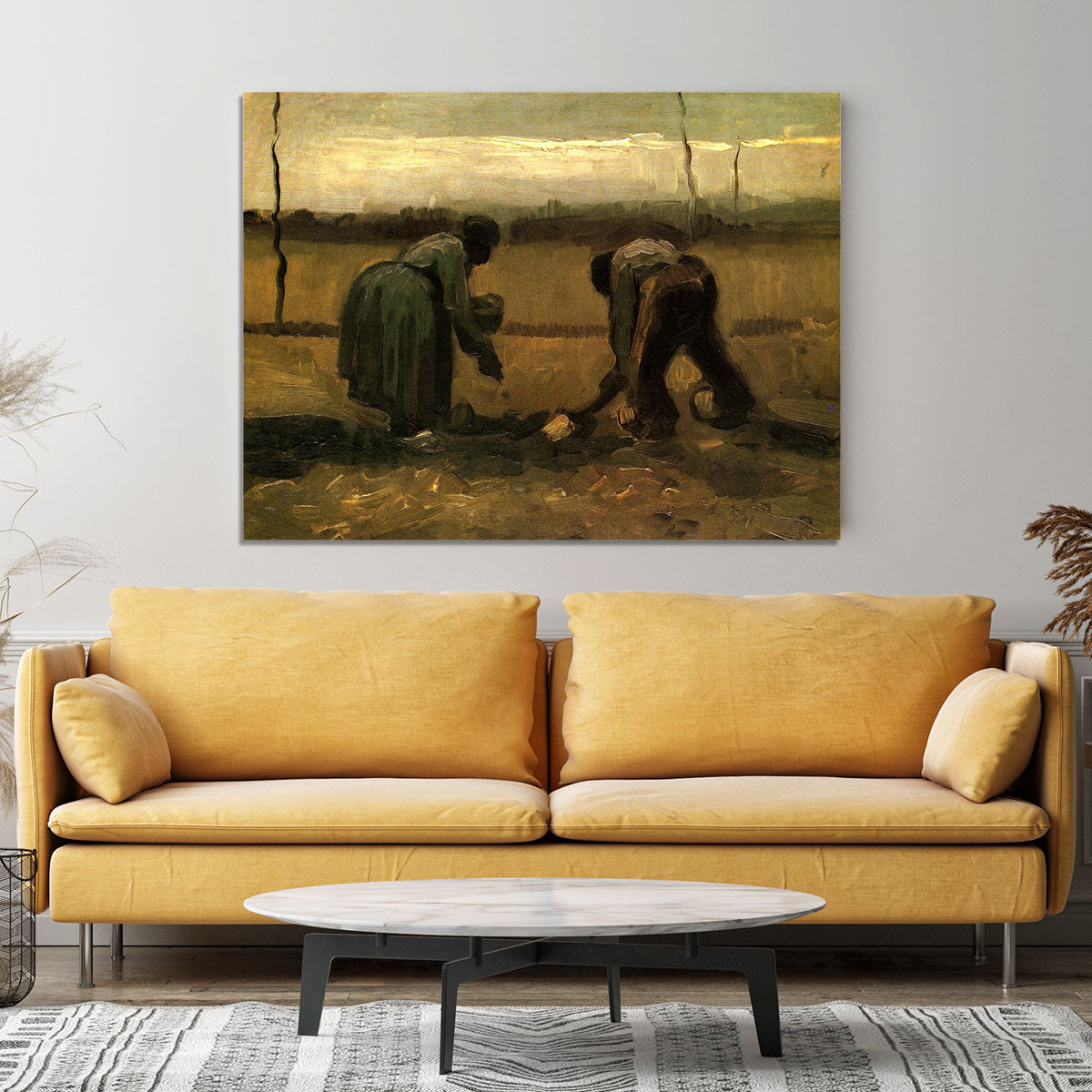 Peasant and Peasant Woman Planting Potatoes by Van Gogh Canvas Print or Poster - Canvas Art Rocks - 4