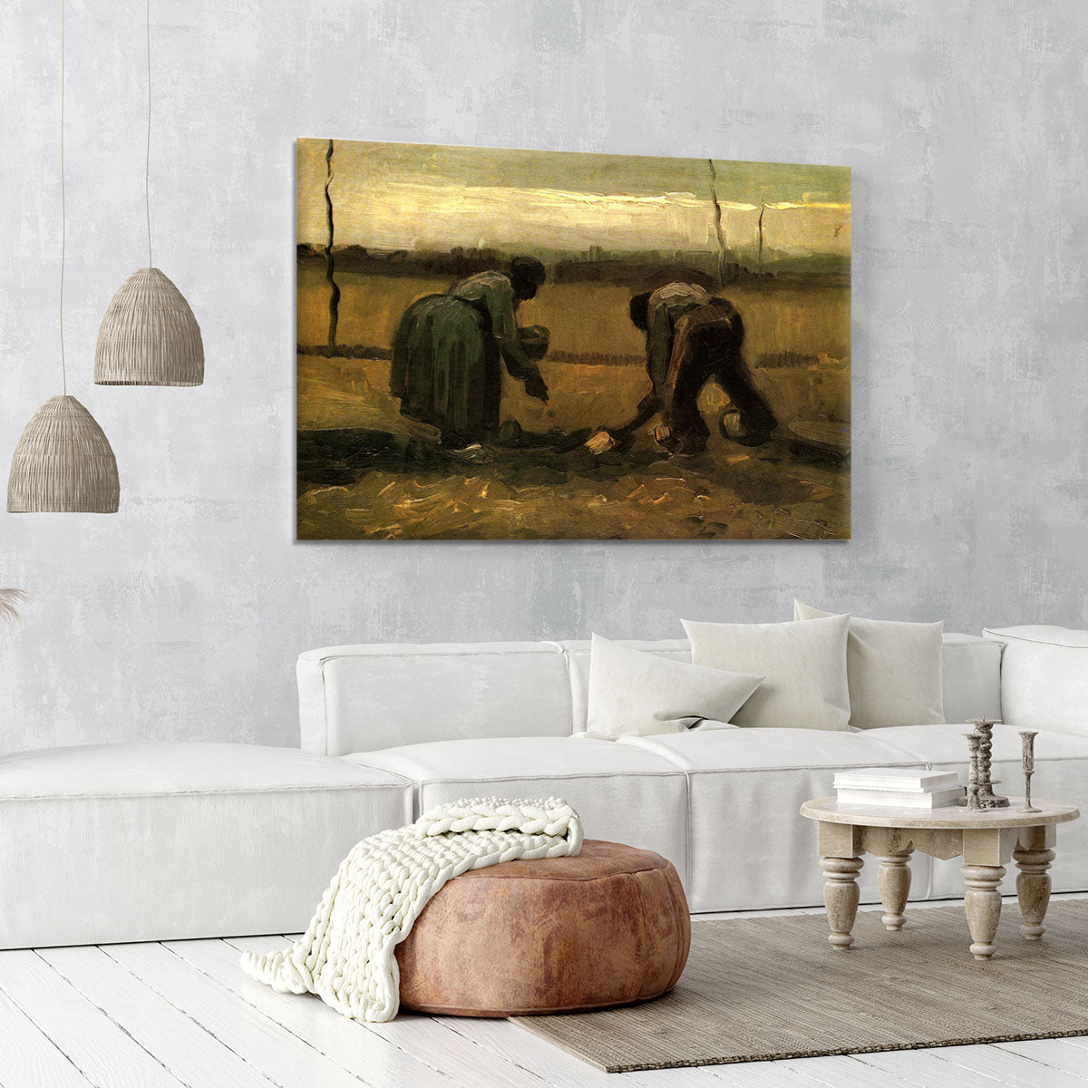 Peasant and Peasant Woman Planting Potatoes by Van Gogh Canvas Print or Poster - Canvas Art Rocks - 6