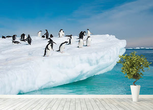 Penguins on Iceberg Wall Mural Wallpaper - Canvas Art Rocks - 4