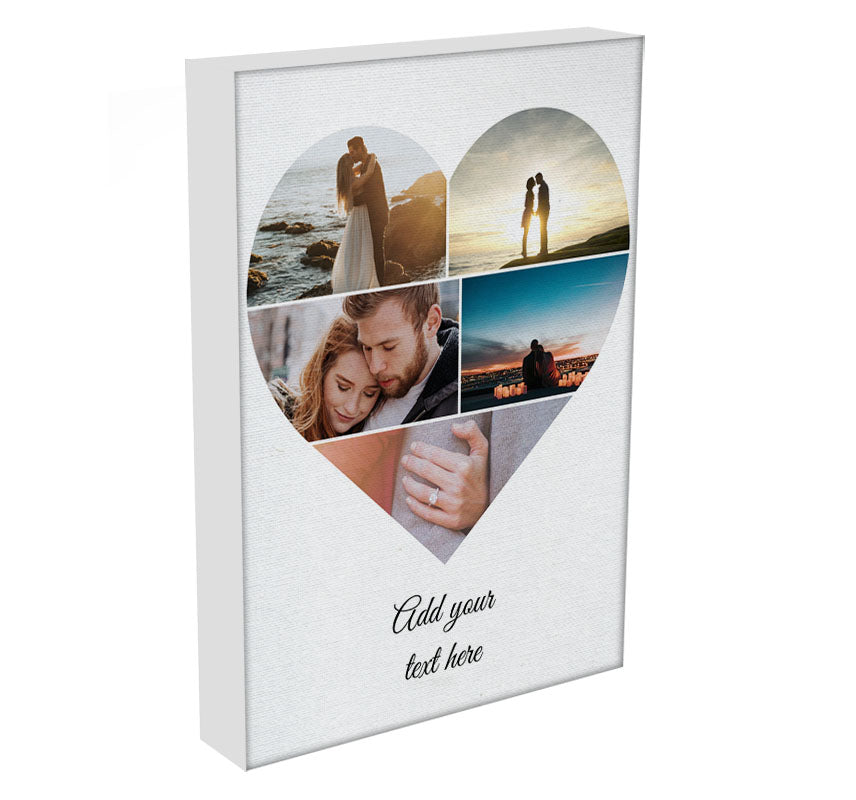 Personalised 5 Love Heart Photo Collage Canvas