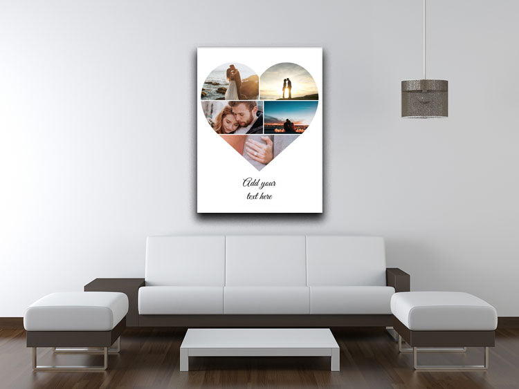 Personalised 5 Love Heart Photo Collage Canvas