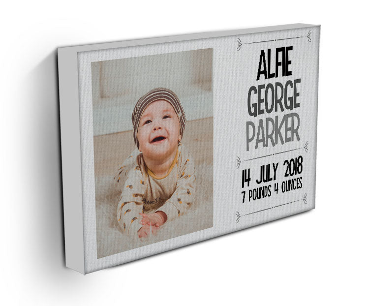 Personalised New Baby 1 Photo Canvas b