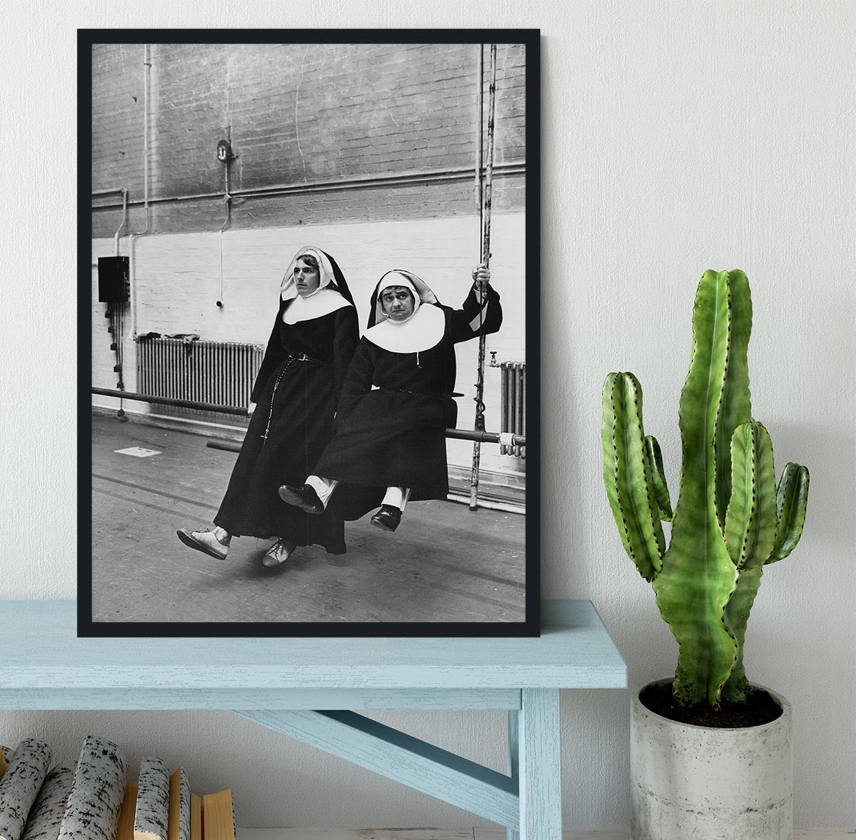 Peter Cook and Dudley Moore dressed as nuns Framed Print - Canvas Art Rocks - 2