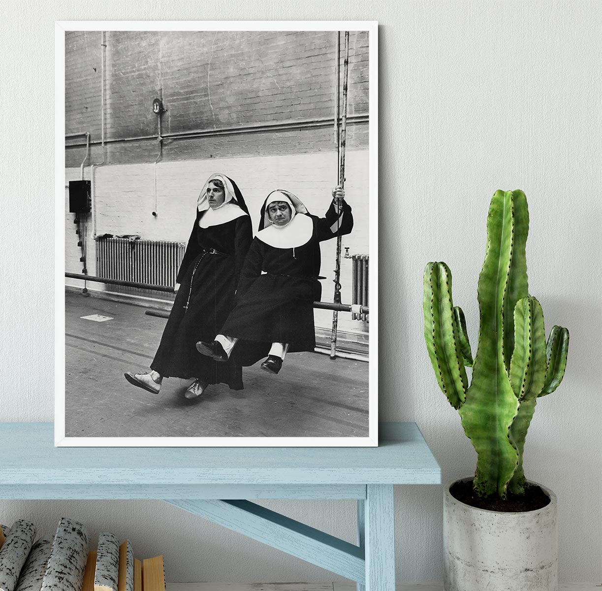 Peter Cook and Dudley Moore dressed as nuns Framed Print - Canvas Art Rocks -6