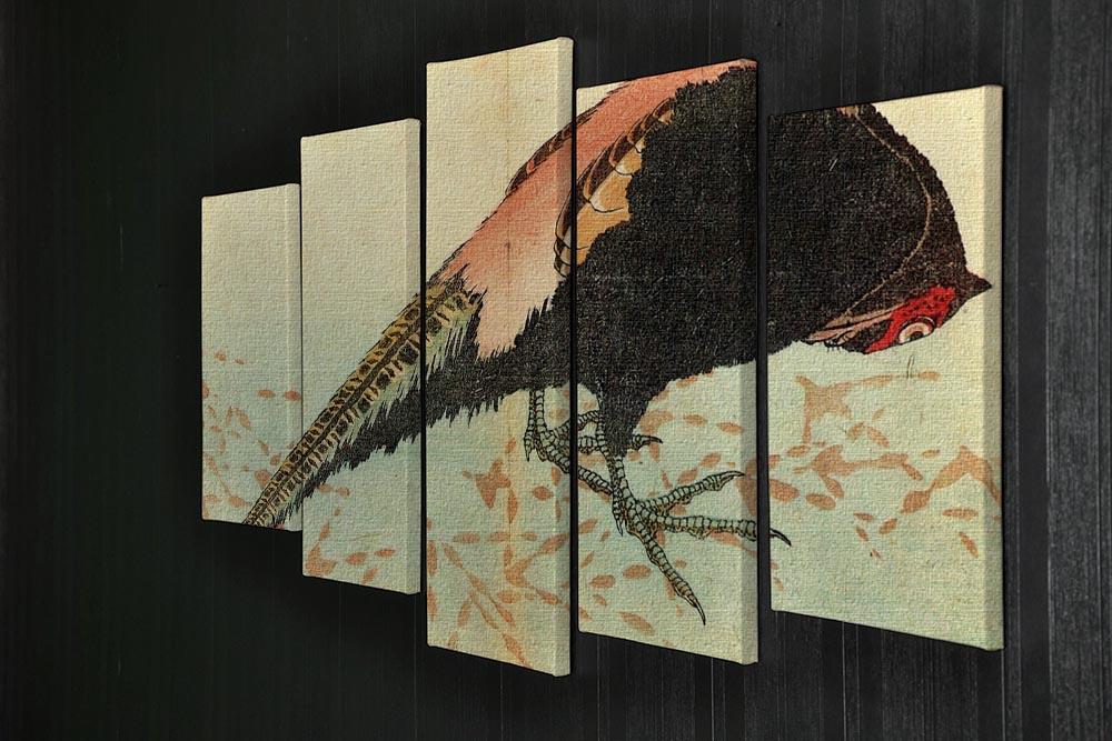 Pheasant on the snow by Hokusai 5 Split Panel Canvas - Canvas Art Rocks - 2