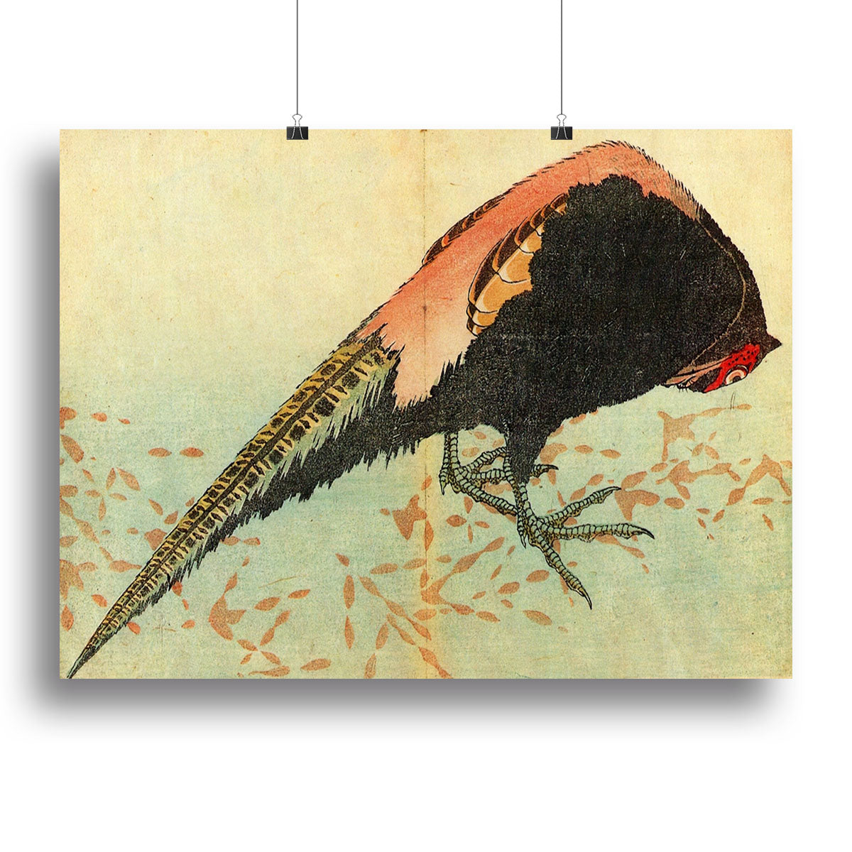 Pheasant on the snow by Hokusai Canvas Print or Poster - Canvas Art Rocks - 2