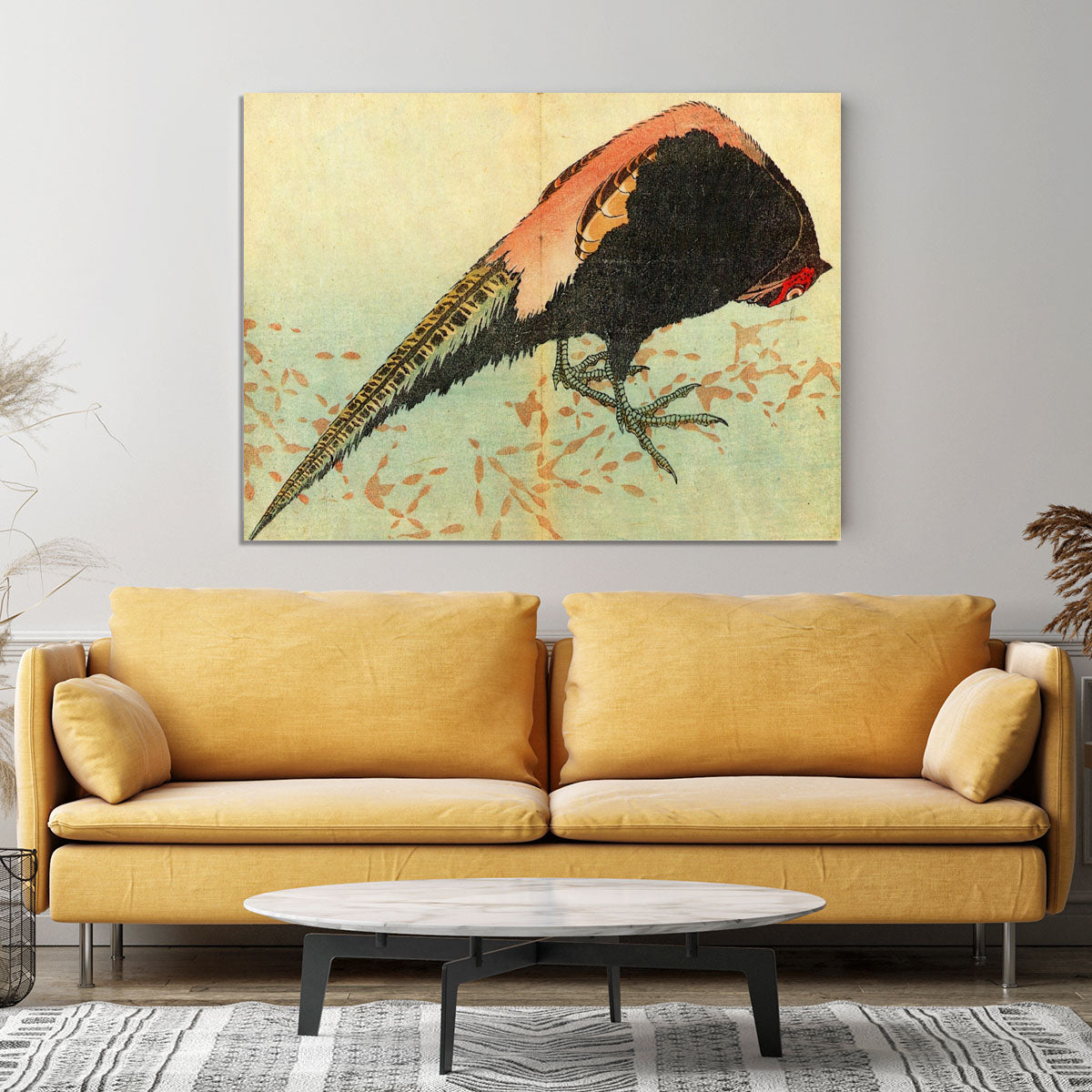 Pheasant on the snow by Hokusai Canvas Print or Poster - Canvas Art Rocks - 4